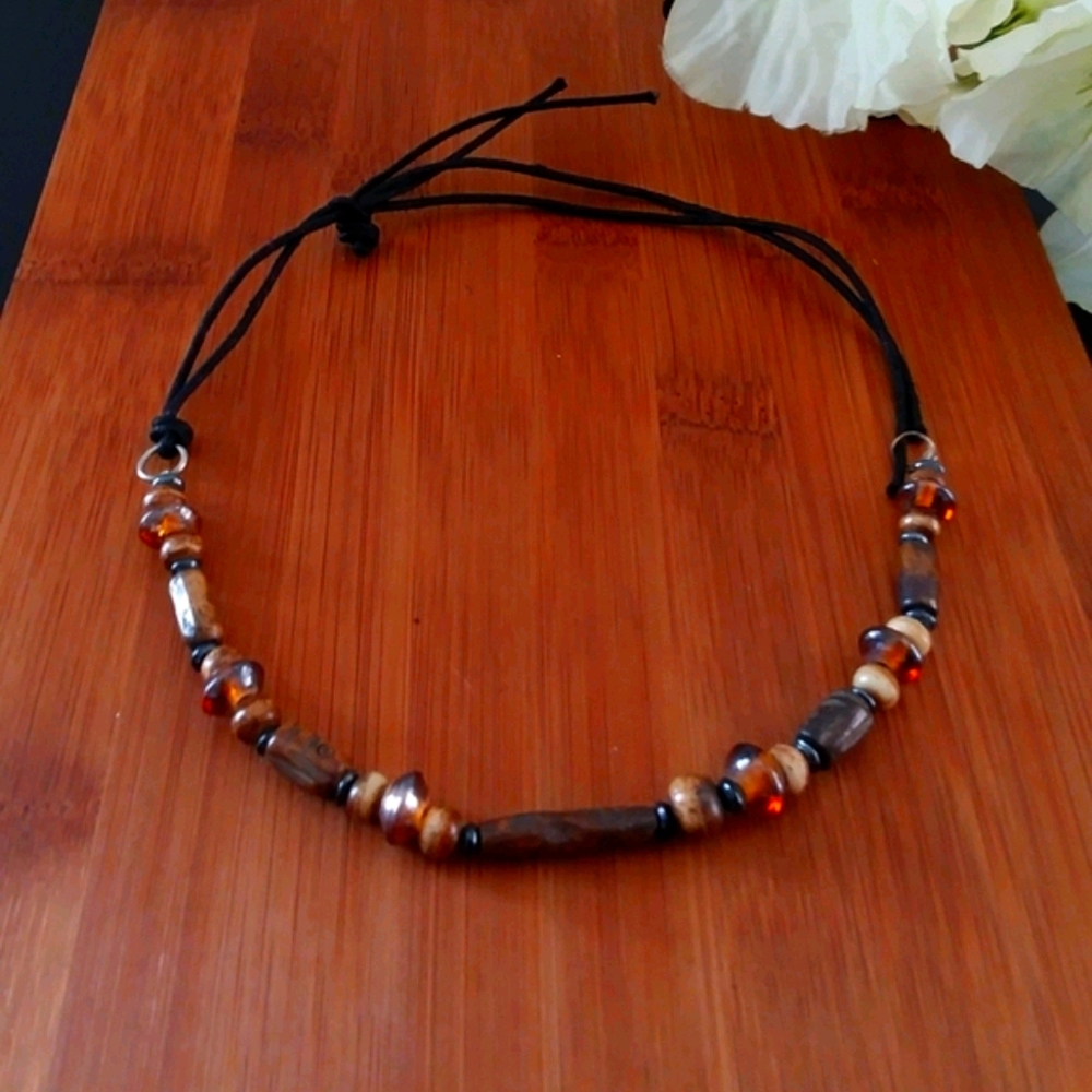 1PC Beautiful African Glass Bead Choker Necklace - Picture 4 of 9